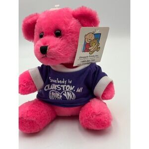 Ohiopyle Prints My Town Originals Clarkston MI Pink Teddy Bear Plush